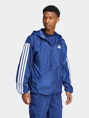 adidas Blue Essentials 3-Stripes Windbreaker - Image 3 of 6