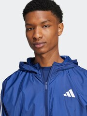adidas Blue Essentials 3-Stripes Windbreaker - Image 4 of 6