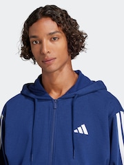 adidas Blue Essentials 3-Stripes French Terry Full-Zip Hoodie - Image 4 of 7