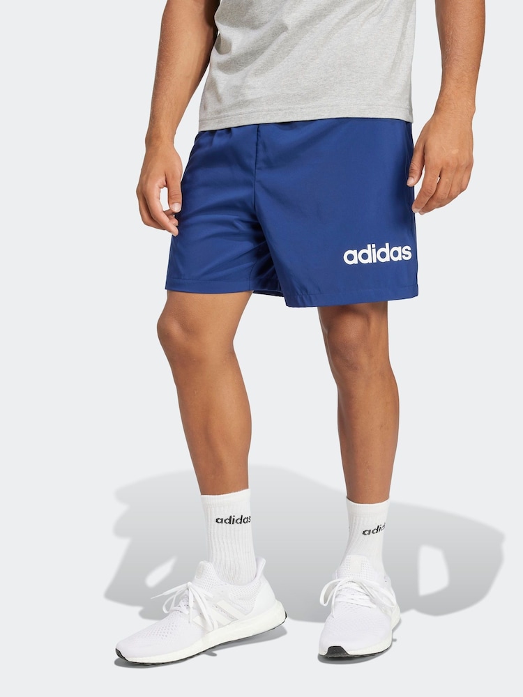 adidas Blue Essentials Linear Logo Shorts - Image 1 of 6