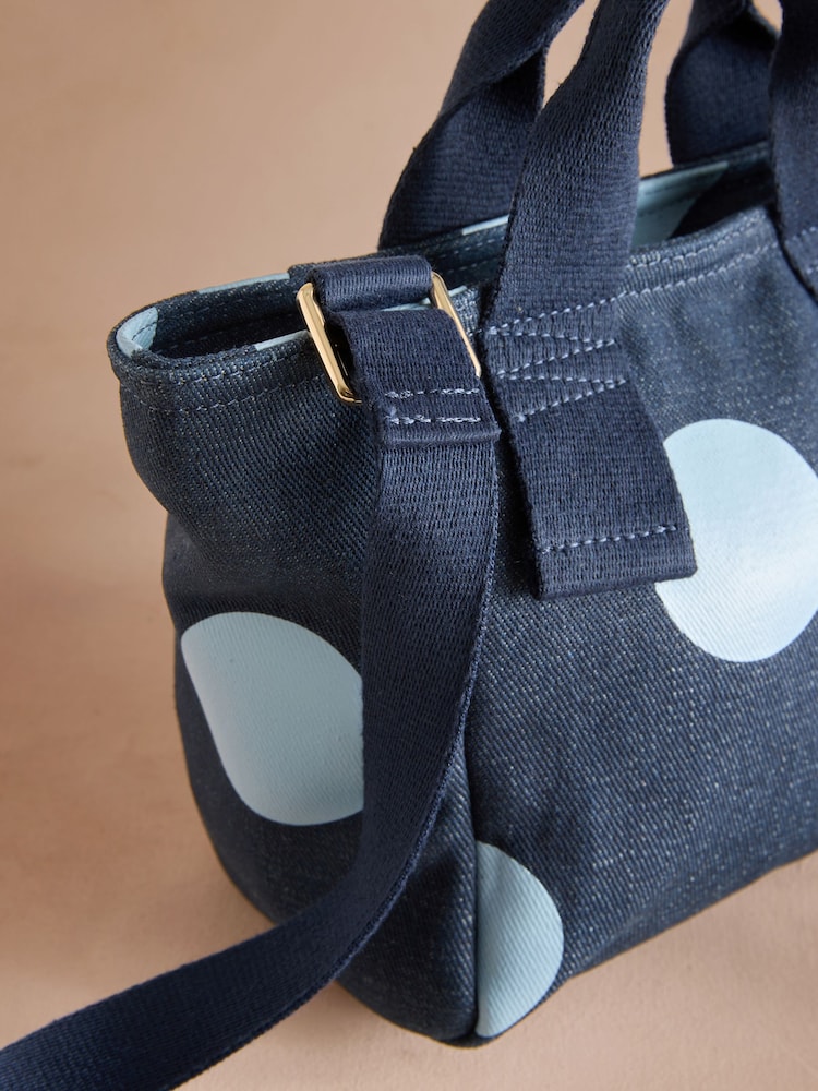 Cath Kidston Blue Denim Spot Mini Tote Bag - Image 6 of 6