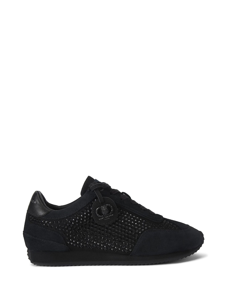 Kurt Geiger London Chelsea Crystal Tag Black Trainers - Image 2 of 9