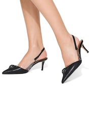 Kurt Geiger London Belgravia Vinyl Slingback Black Shoes - Image 1 of 5