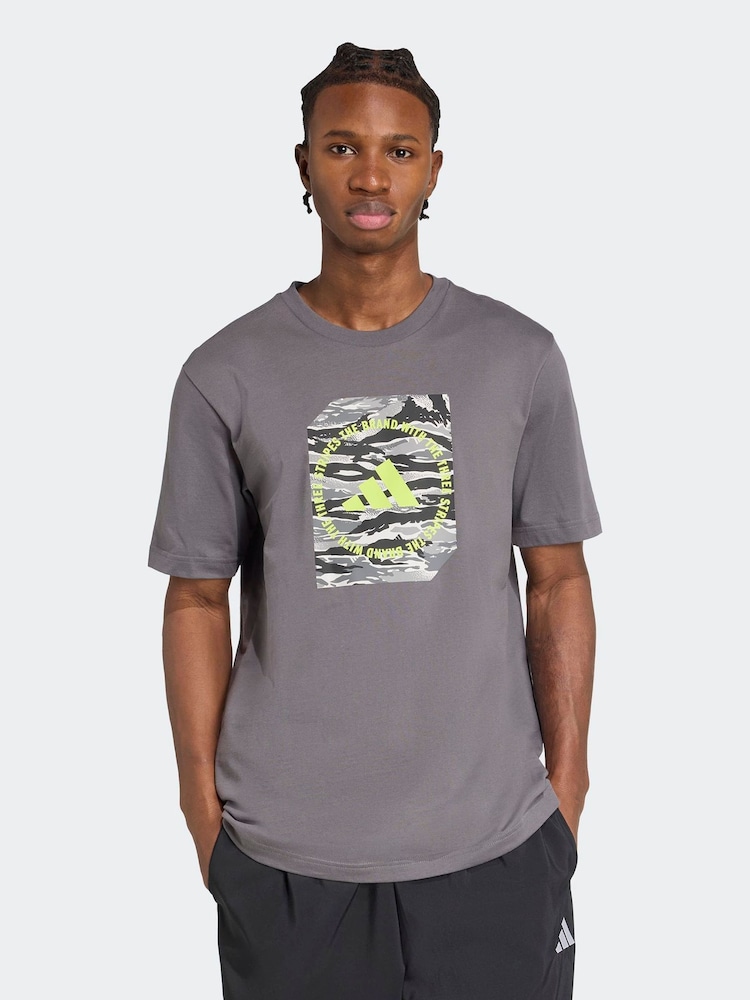 adidas Grey Camo Shape Graphic T-Shirt - Image 1 of 6