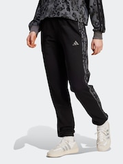 adidas Black Animal Print 3-Stripes Cuffed Joggers - Image 1 of 6