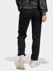 adidas Black Animal Print 3-Stripes Cuffed Joggers - Image 2 of 6