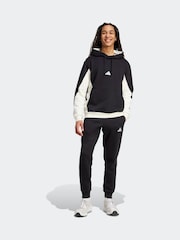 adidas Black Sportswear Fleece Colourblock Hooded Tracksuit - Image 1 of 8
