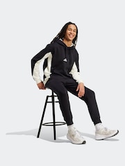 adidas Black Sportswear Fleece Colourblock Hooded Tracksuit - Image 3 of 8