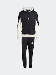 adidas Black Sportswear Fleece Colourblock Hooded Tracksuit - Image 6 of 8