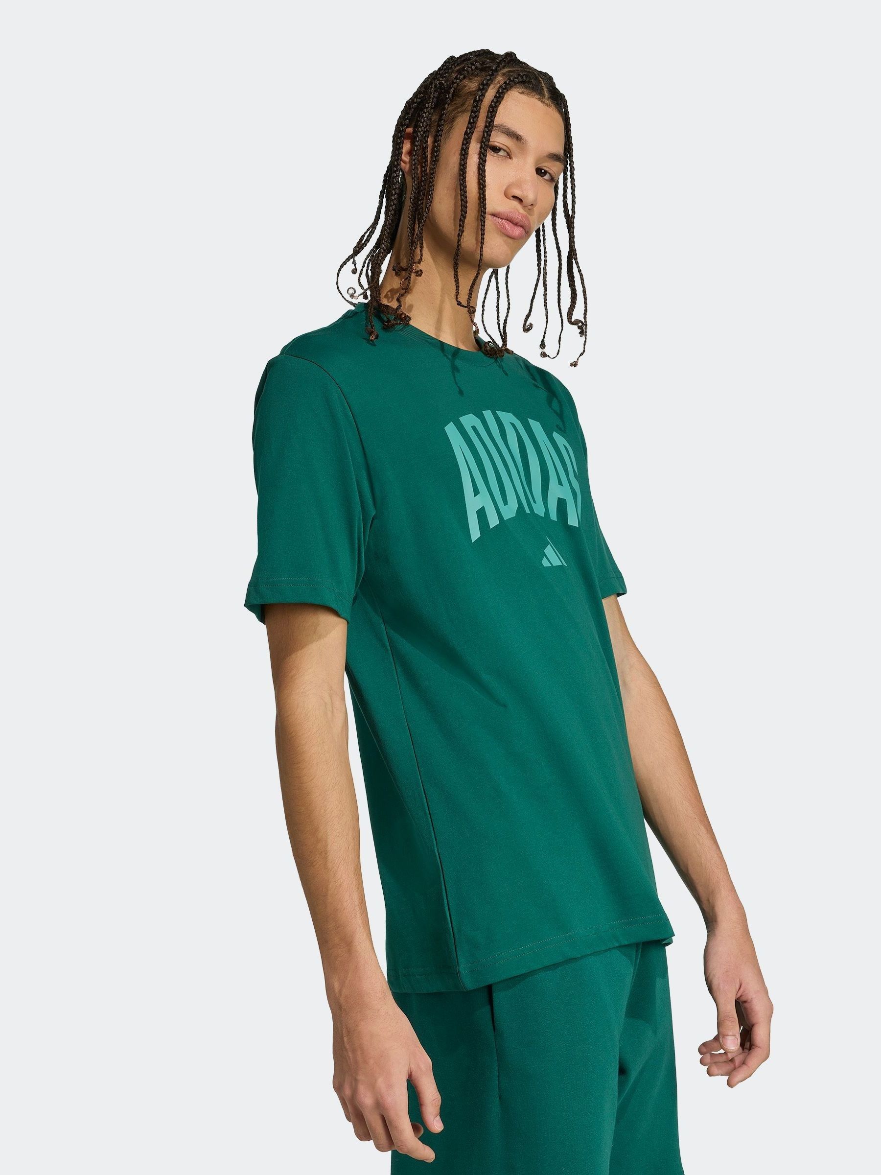 Buy adidas Green Collegiate Lineage Graphic Print 100% Cotton T