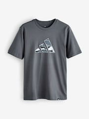 adidas Grey Camo Logo Graphic Print 100% Cotton T-Shirt - Image 1 of 1