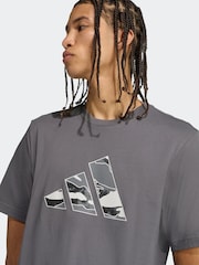 adidas Grey Camo Logo Graphic Print 100% Cotton T-Shirt - Image 4 of 6