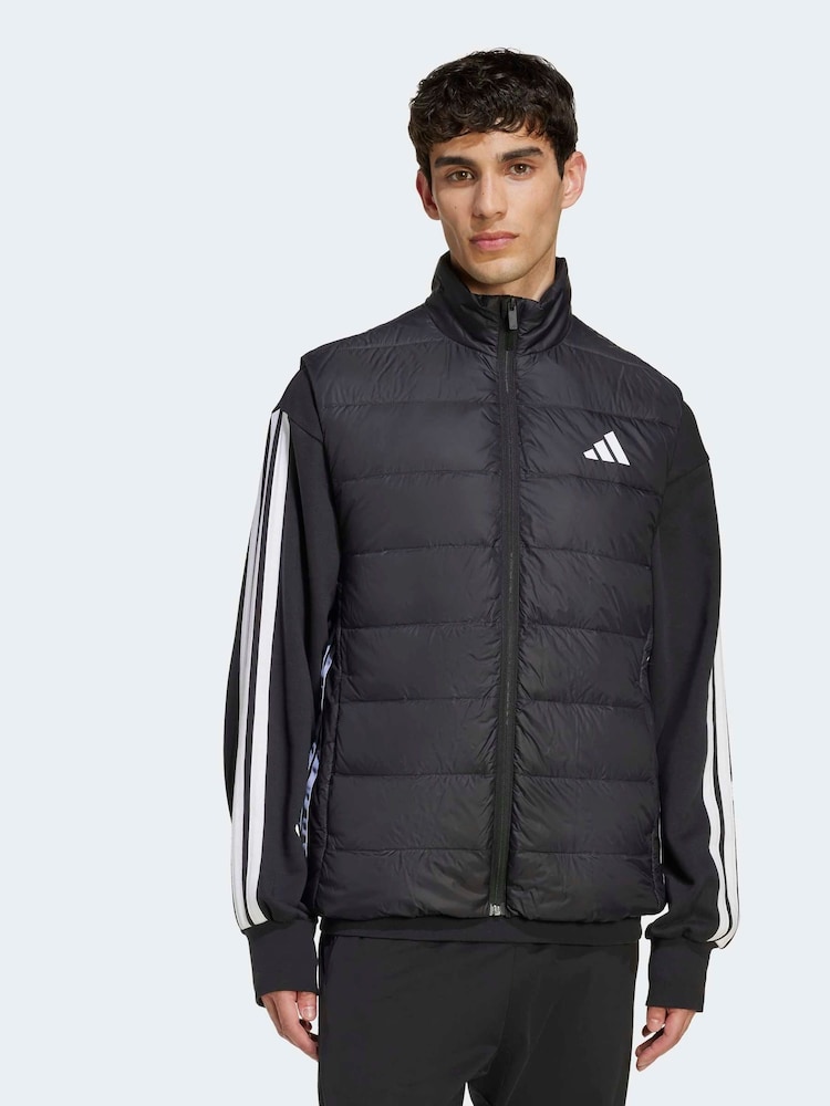 adidas Black Essentials CLIMAWARM 3-Stripes Light Down Vest - Image 1 of 6 adidas Black Essentials CLIMAWARM 3-Stripes Light Down Vest - Image 1 of 6