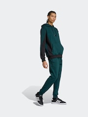 adidas Green Sportswear Fleece Colourblock Hooded Tracksuit - Image 3 of 8