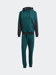 adidas Green Sportswear Fleece Colourblock Hooded Tracksuit - Image 6 of 8