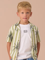Angel & Rocket Green Jamie Palm Print Resort 100% Cotton Shirt - Image 1 of 7