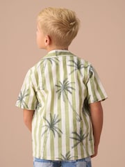 Angel & Rocket Green Jamie Palm Print Resort 100% Cotton Shirt - Image 2 of 7