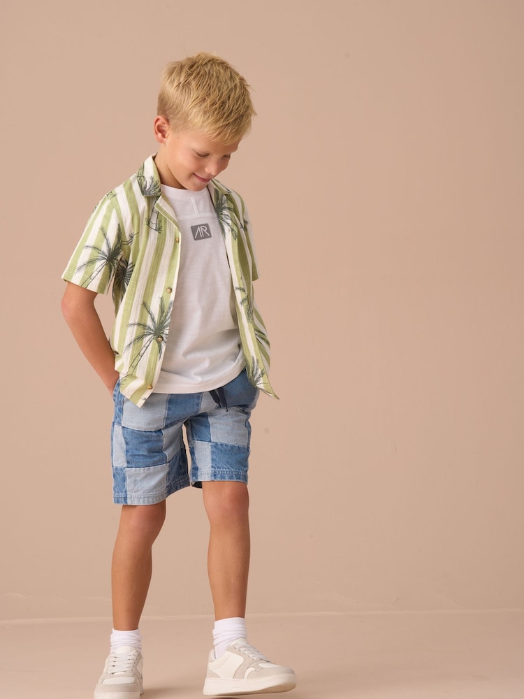 Groen - Angel & Rocket Jamie Palm Print Resort 100% Cotton Shirt - Image 3 of 7