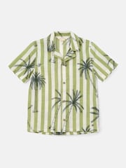 Angel & Rocket Green Jamie Palm Print Resort 100% Cotton Shirt - Image 5 of 7