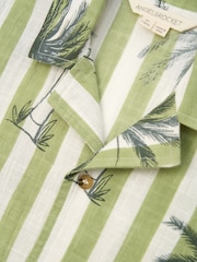 Angel & Rocket Green Jamie Palm Print Resort 100% Cotton Shirt - Image 7 of 7