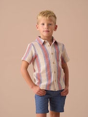 Angel & Rocket Cream Cody Stone Stripe Knitted Shirt - Image 1 of 7