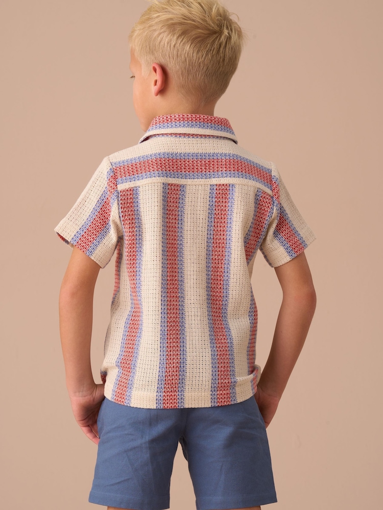 Angel & Rocket Cream Cody Stone Stripe Knitted Shirt - Image 2 of 7