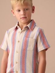 Angel & Rocket Cream Cody Stone Stripe Knitted Shirt - Image 3 of 7