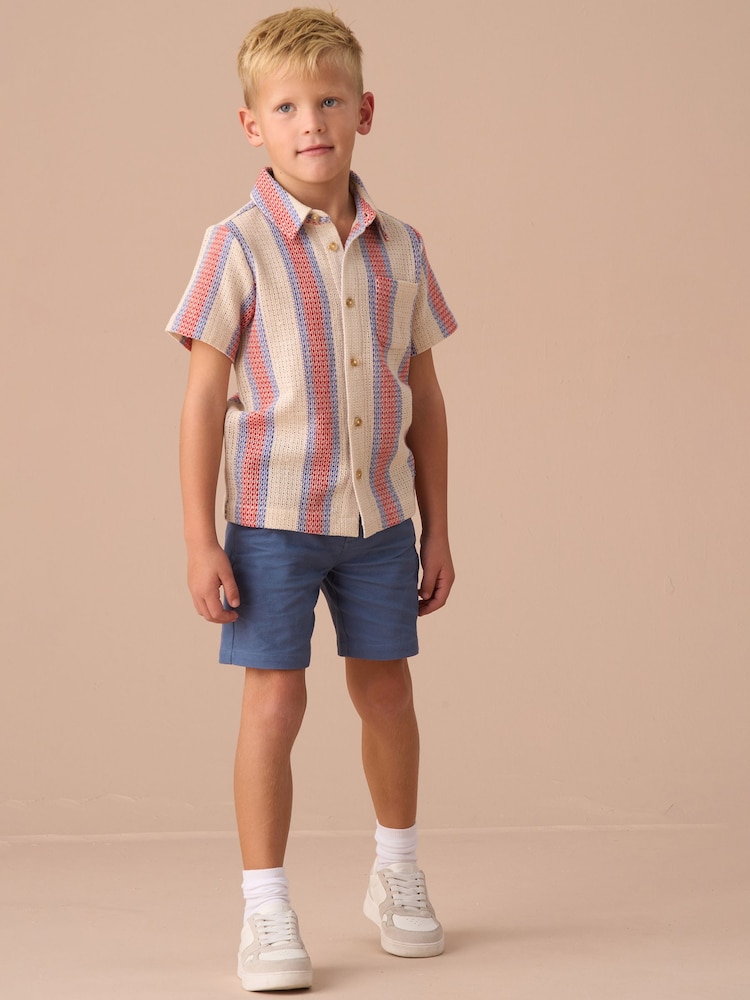 Angel & Rocket Cream Cody Stone Stripe Knitted Shirt - Image 4 of 7