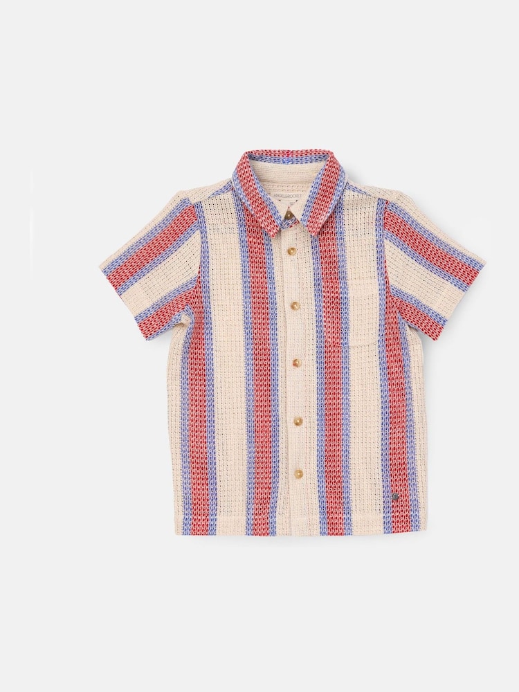 Angel & Rocket Cream Cody Stone Stripe Knitted Shirt - Image 5 of 7
