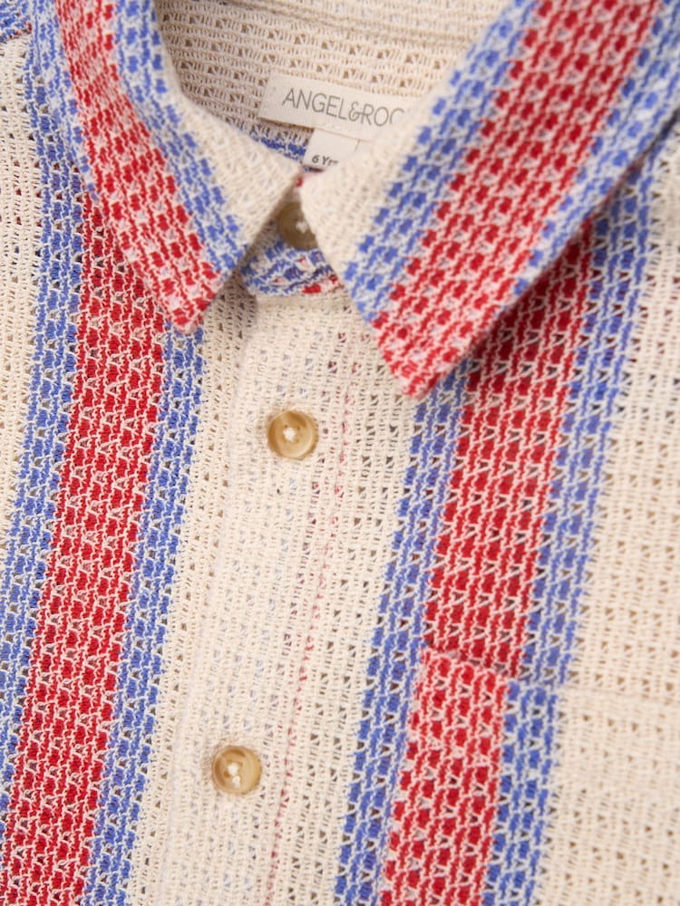 Angel & Rocket Cream Cody Stone Stripe Knitted Shirt - Image 7 of 7