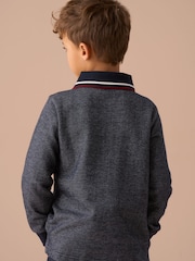 Angel & Rocket Blue Burty Textured Smart Knitted Polo Shirt - Image 2 of 7