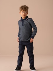 Angel & Rocket Blue Burty Textured Smart Knitted Polo Shirt - Image 4 of 7