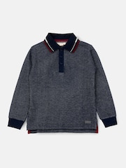 Angel & Rocket Blue Burty Textured Smart Knitted Polo Shirt - Image 5 of 7