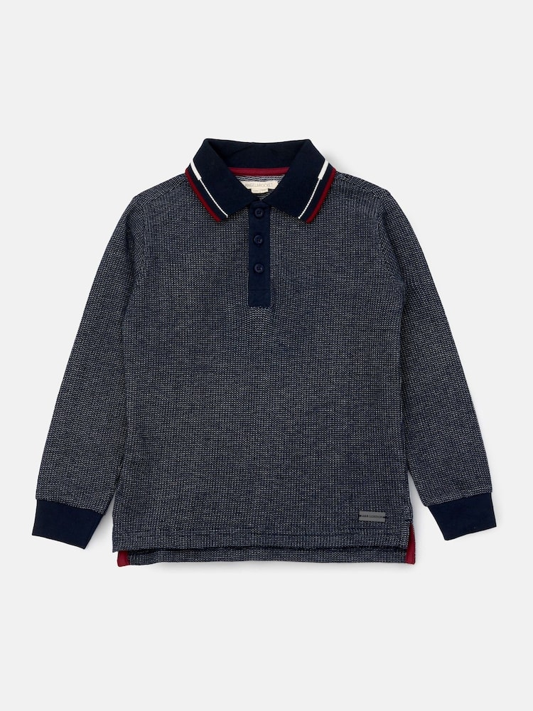 Angel & Rocket Blue Burty Textured Smart Knitted Polo Shirt - Image 5 of 7