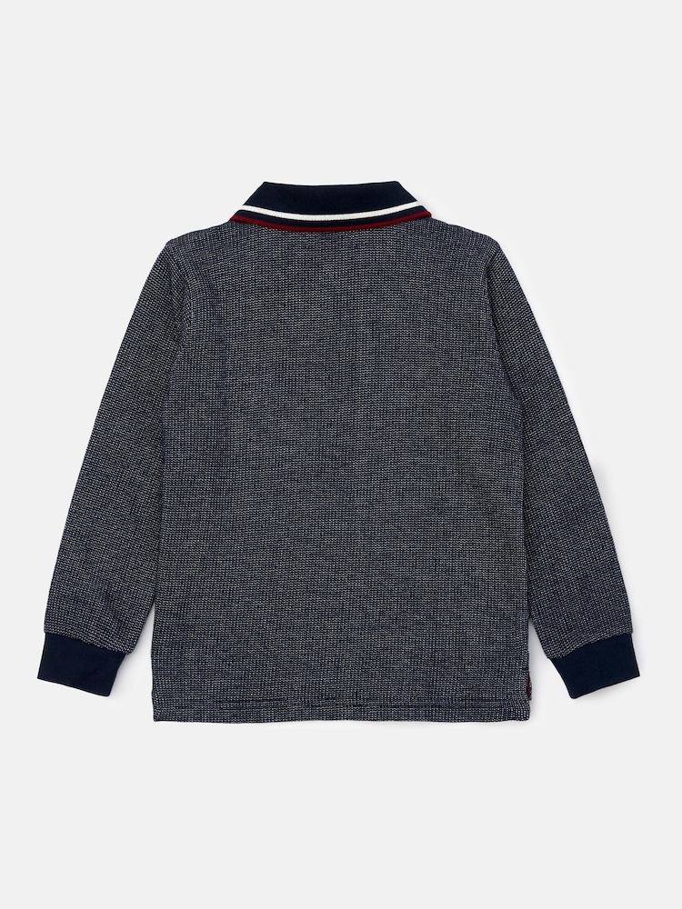Angel & Rocket Blue Burty Textured Smart Knitted Polo Shirt - Image 6 of 7