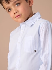 Angel & Rocket Blue Chase Orange Colour Block Smart 100% Cotton Shirt - Image 3 of 7