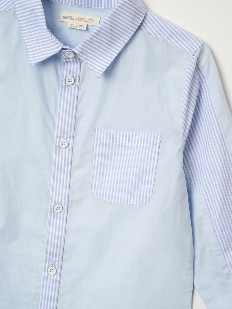 Angel & Rocket Blue Chase Orange Colour Block Smart 100% Cotton Shirt - Image 7 of 7
