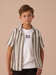 Angel & Rocket Black Cody Stone Stripe Knitted Shirt - Image 1 of 7