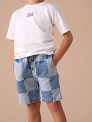 Angel & Rocket Blue Neil Patch Work 100% Cotton Shorts - Image 2 of 7