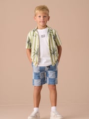 Angel & Rocket Blue Neil Patch Work 100% Cotton Shorts - Image 4 of 7