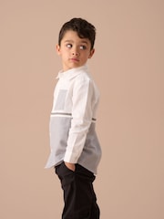 Angel & Rocket Grey Hank Textured Stripe Block 100% Cotton Shirt - Image 10 of 13