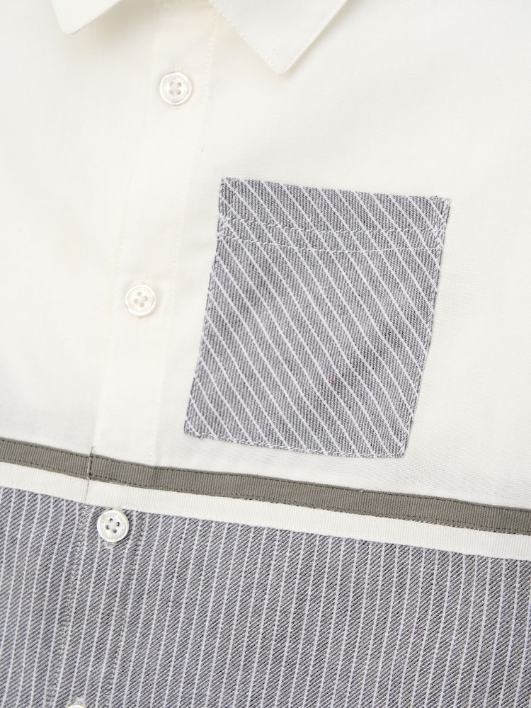 Angel & Rocket Grey Hank Textured Stripe Block 100% Cotton Shirt - Image 13 of 13