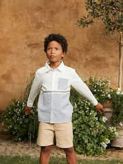 Angel & Rocket Grey Hank Textured Stripe Block 100% Cotton Shirt - Image 3 of 13