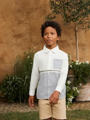 Angel & Rocket Grey Hank Textured Stripe Block 100% Cotton Shirt - Image 4 of 13