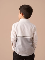 Angel & Rocket Grey Hank Textured Stripe Block 100% Cotton Shirt - Image 8 of 13