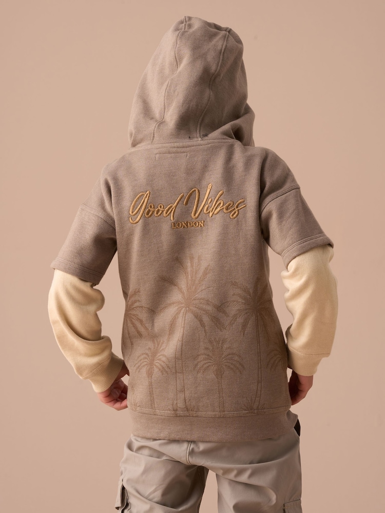Angel & Rocket Brown Jamie Twofer Embroidered Hoodie - Image 2 of 7