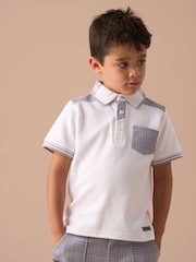 Angel & Rocket White Kane Colourblock 100% Cotton Polo Shirt - Image 1 of 7