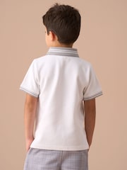 Angel & Rocket White Kane Colourblock 100% Cotton Polo Shirt - Image 2 of 7