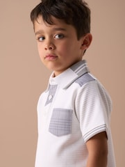 Angel & Rocket White Kane Colourblock 100% Cotton Polo Shirt - Image 3 of 7