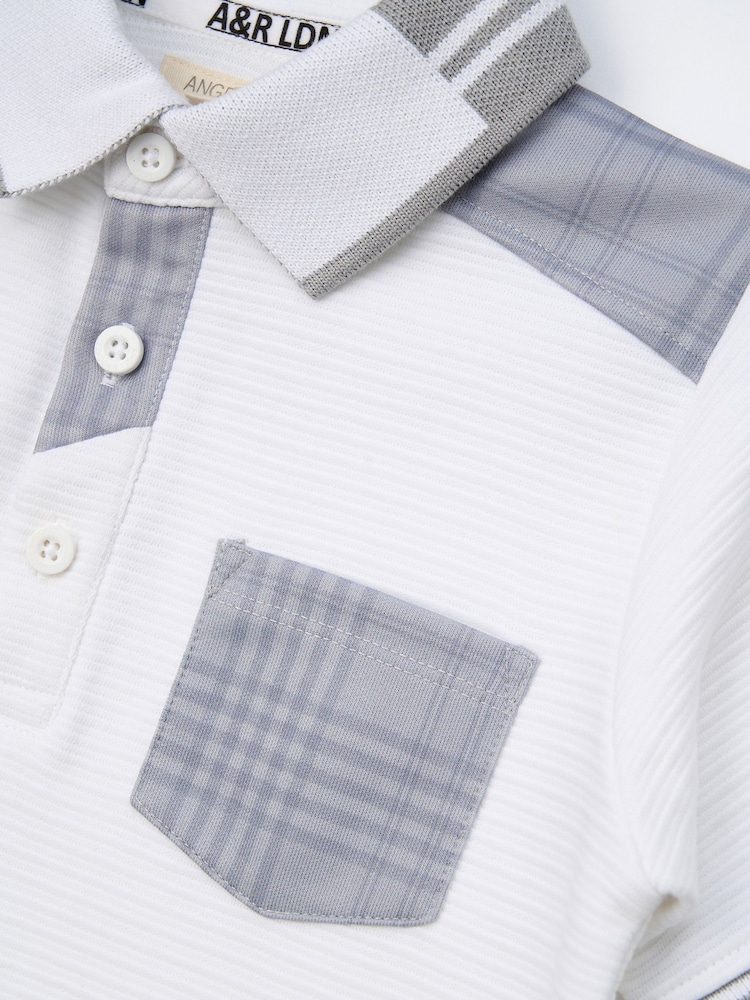 Angel & Rocket White Kane Colourblock 100% Cotton Polo Shirt - Image 7 of 7